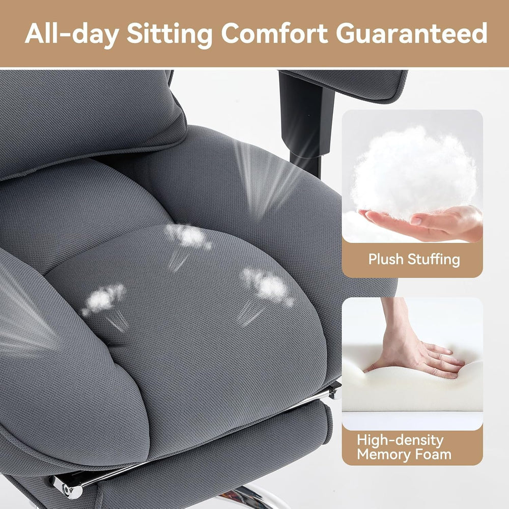 Efomao Executive Office Chair, Bluegrey Fabric Big and Tall Desk Chair