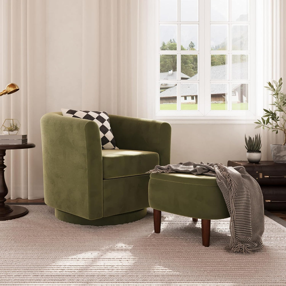 360° Swivel Accent Chair and Storage Ottoman Set