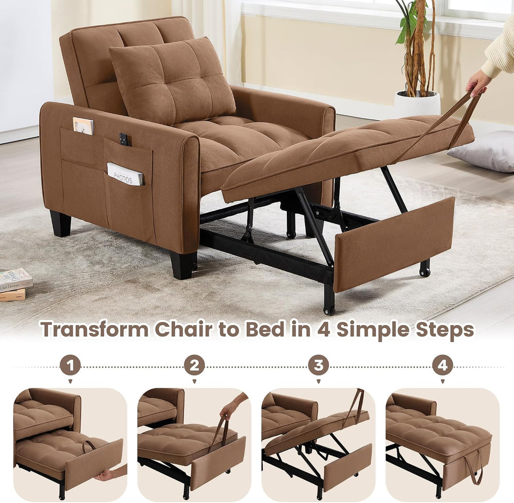 Convertible Sleeper Chair, 3 in 1 Sleeper Chair Bed Pull Out Sofa Bed Chairs,...