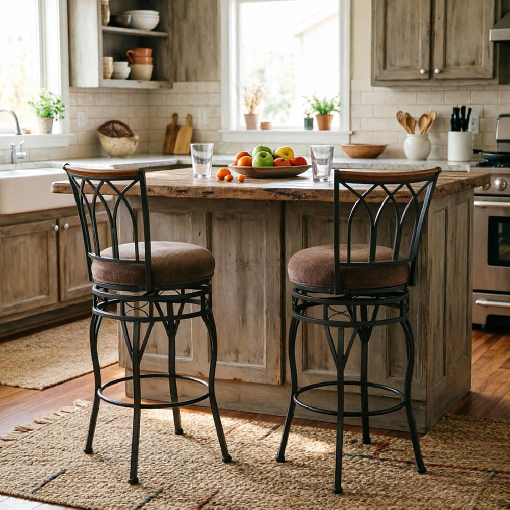 Swivel Bar Stools with Backs Set of 2, Adjustable Height 25"/30", I...