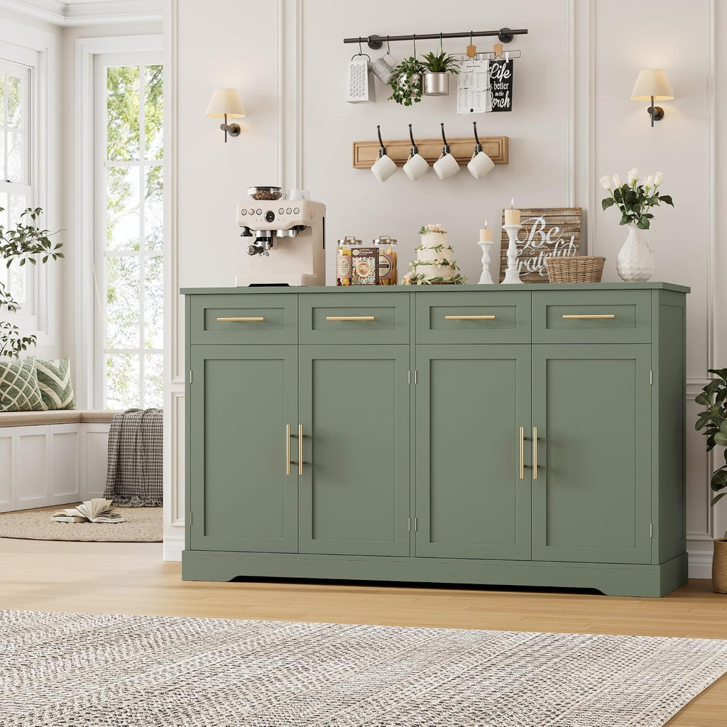 hostack sideboard buffet cabinet with storage, kitchen cabinet, close-up detail