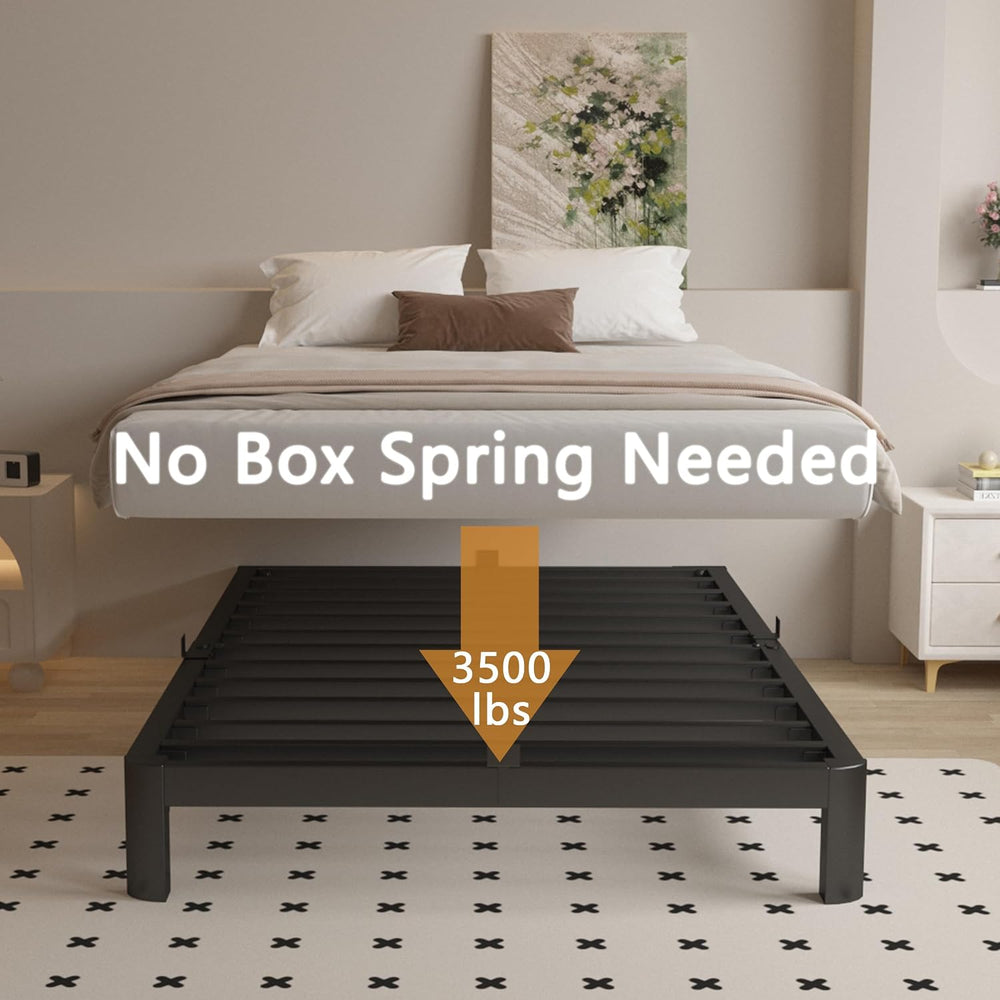 6 Inch Twin Bed Frame with Metal Gasket, Black Single Bed Base