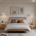 Nightstand with Charging Station, Bedside Table with Storage Drawer, Fluted Side Table for Living Room, Bedroom