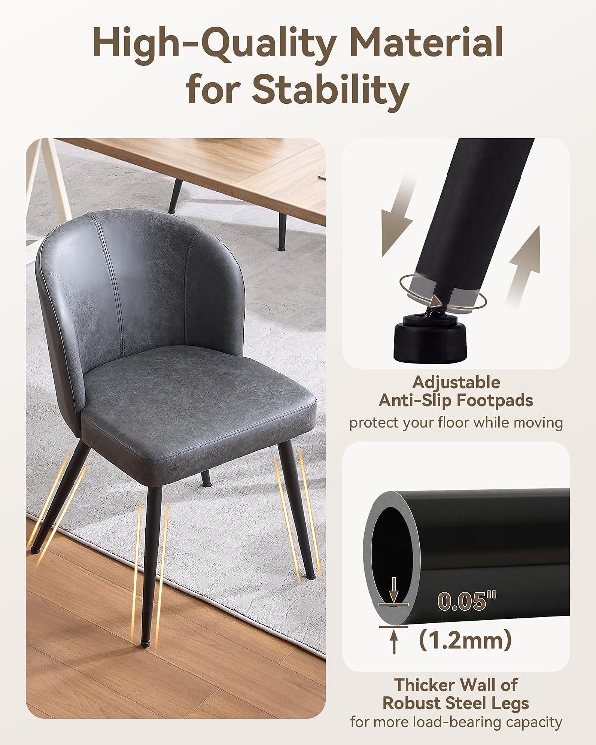susalt upholstered faux leather dining chairs set of, side view