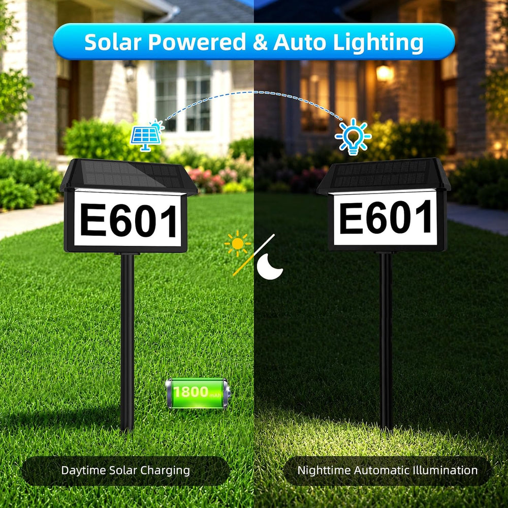Lacasa Solar Address Sign Lighted House Numbers Waterproof 3 Color Modes