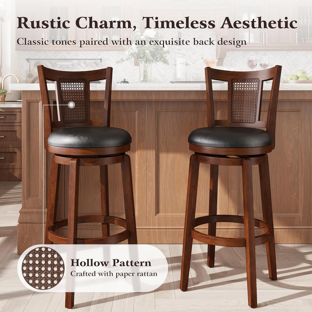 ALPHA HOME Swivel Bar Stools with Backs, 30 Inch Bar Stools Set of 4