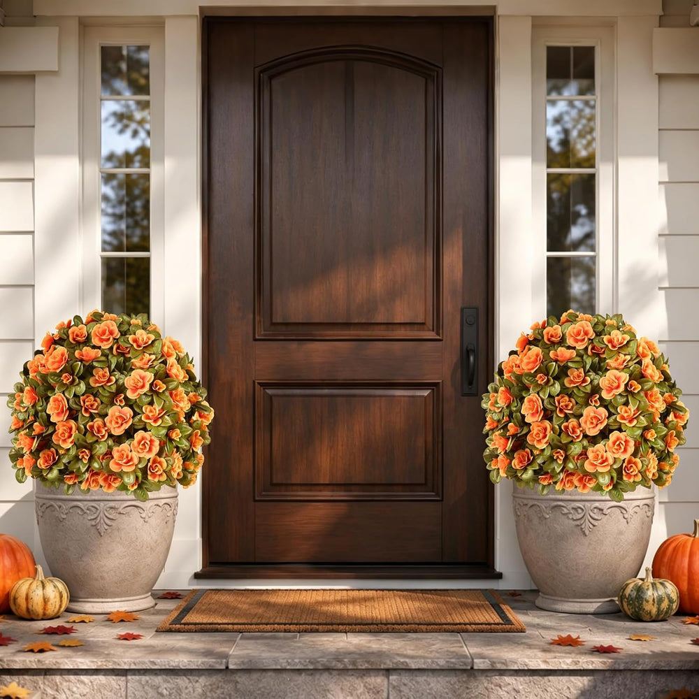 Waipfaru Artificial Mums for Outdoors, Fake Bushes Topiary Ball Fall Decor