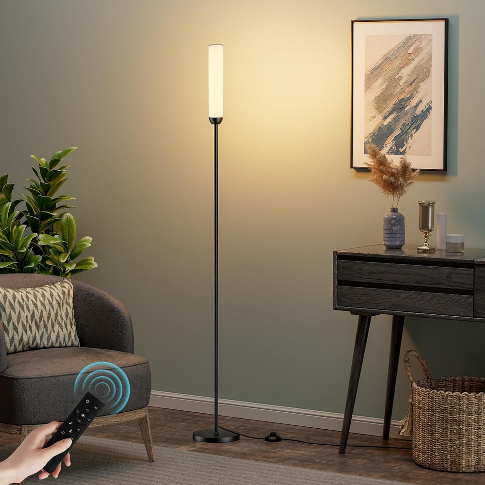 Ambimall LED Floor Lamp with Remote Control, Foot Switch, Black