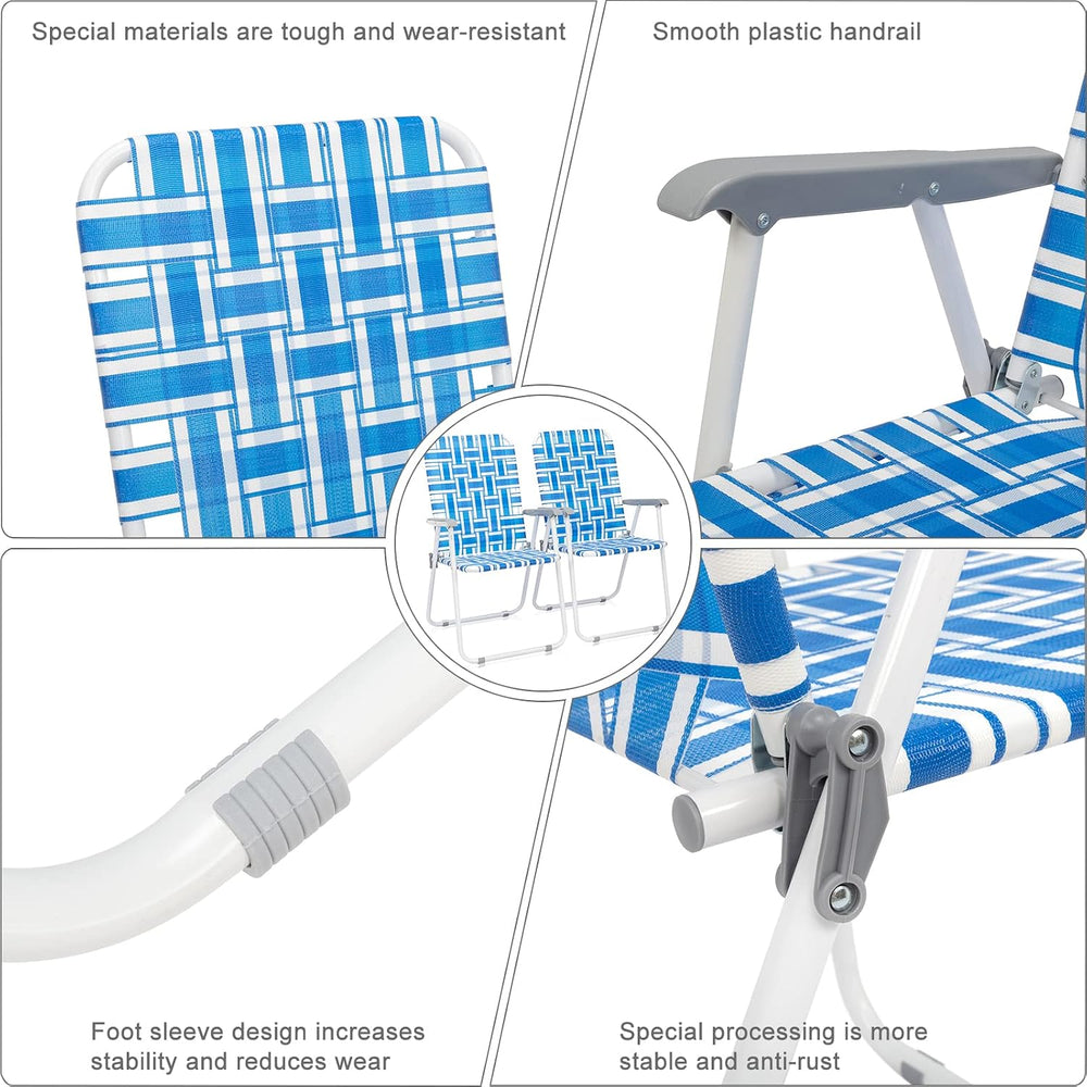 Outvita Webbed Lawn Chairs Set of 2, Easy Open & Lightweight Blue