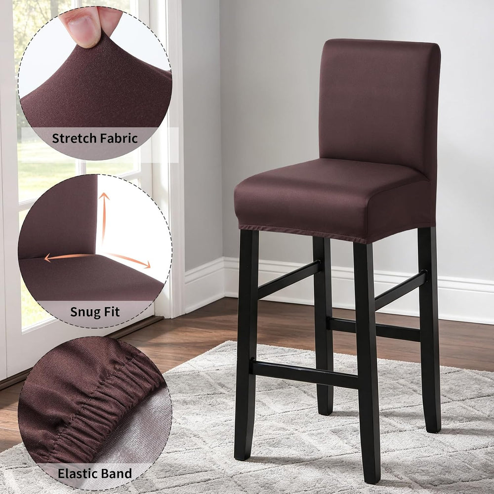 Fuloon Waterproof Barstool Covers Chair Slipcovers, Solid Chocolate, 4 Pack