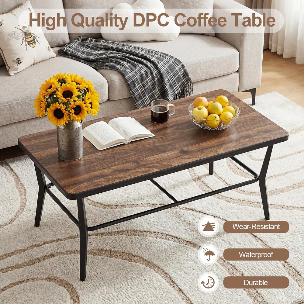 ALAULM Outdoor Coffee Table, 47" Rectangle Metal Patio Coffee Table with...