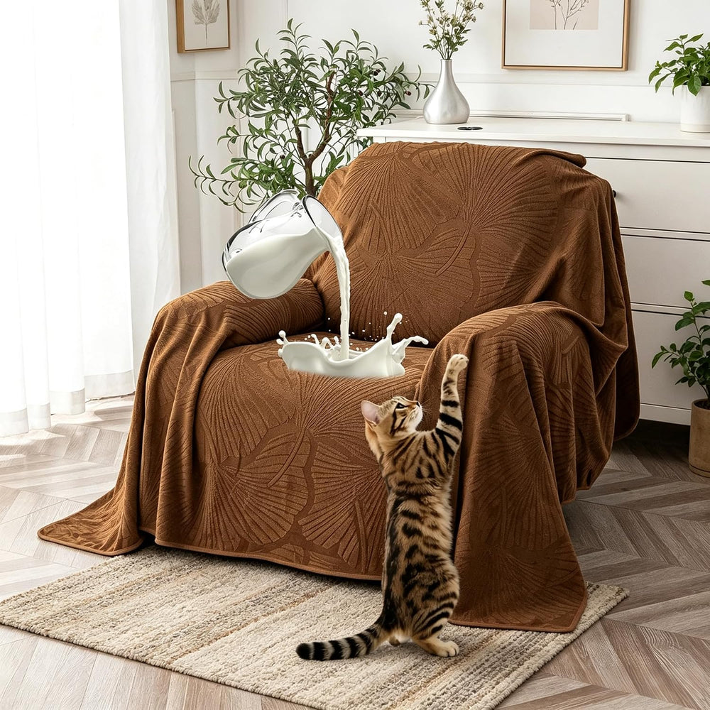 Waterproof Armchair Couch Cover for Pet,71"x91",Coffee Brown