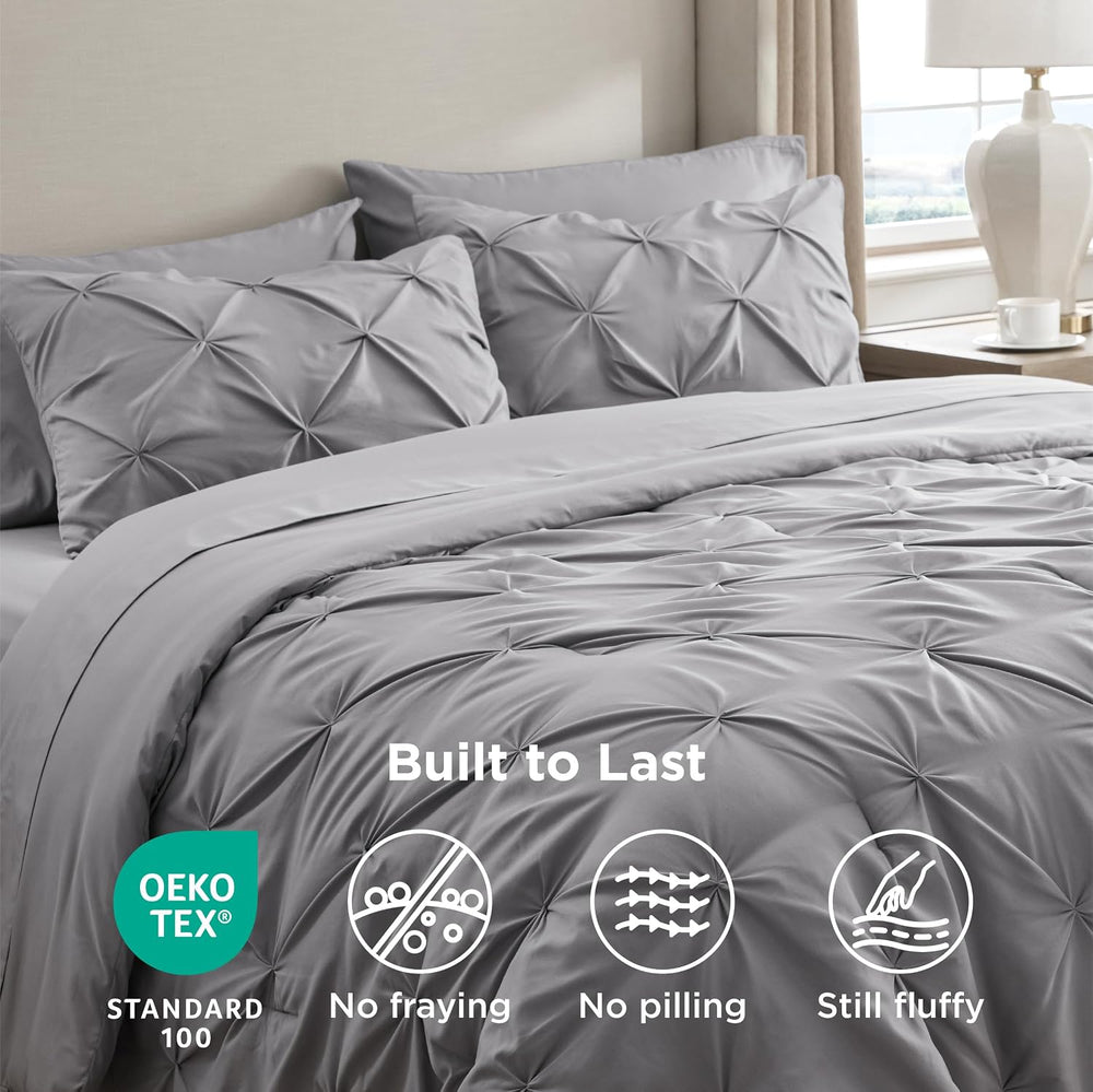Bedsure 7-Piece Full Size Comforter Sets & Sheets, Grey Full Bedding