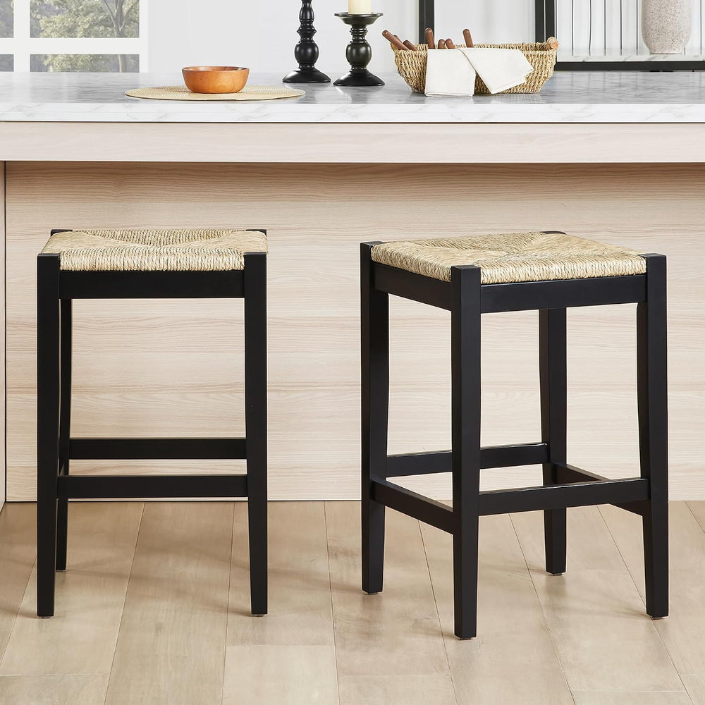 DUHOME 26-Inch Backless Seagrass Counter Stools Set of 4