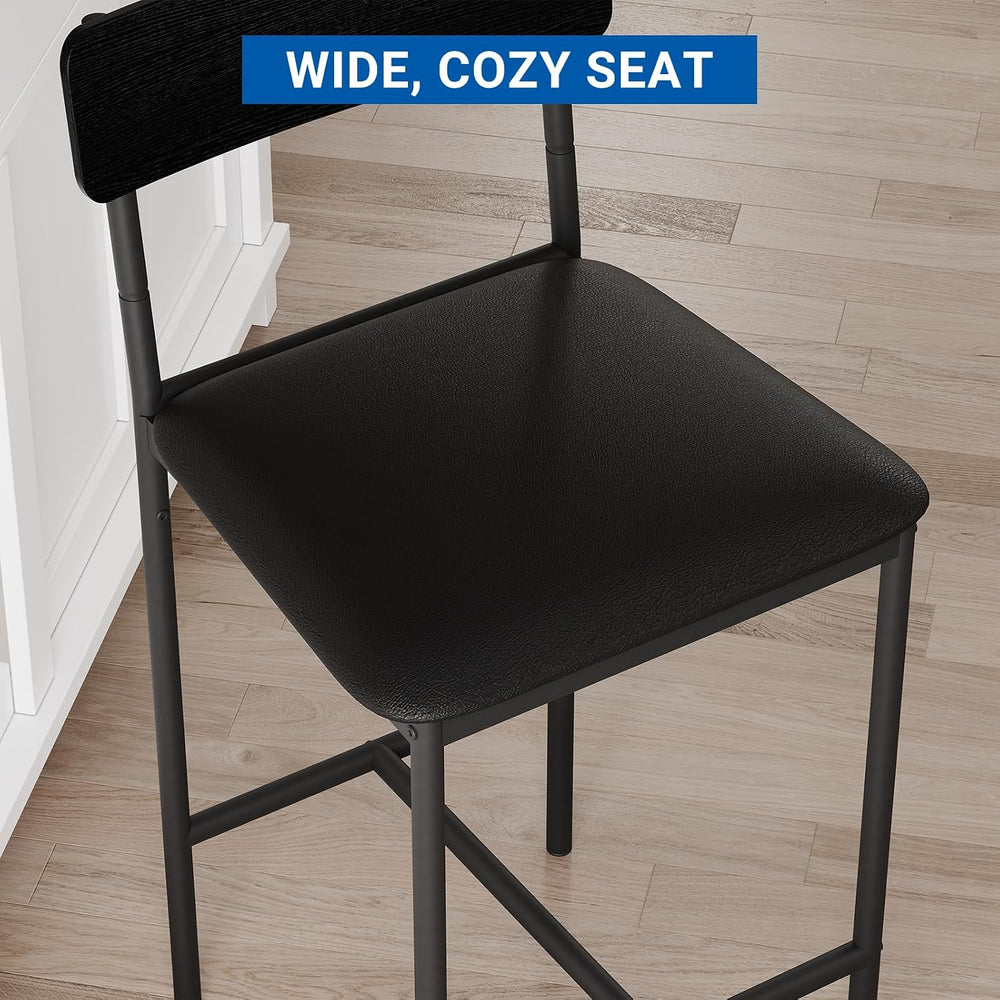 GarveeHome Bar Stools Set of 2, Upholstered Counter Height Bar Stools with Ba...