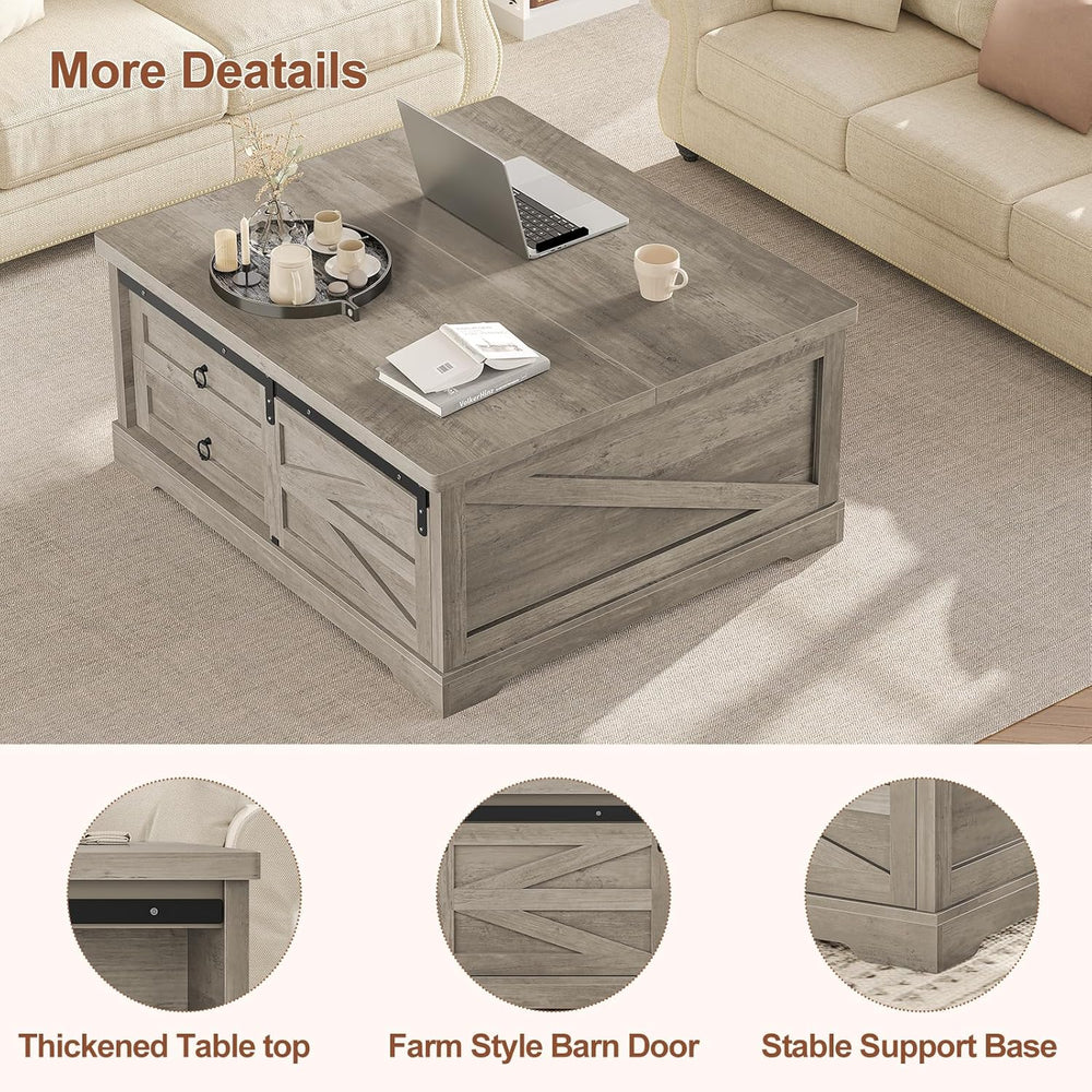Itaar 39.4'' Lift Top Coffee Table with Storage, Farmhouse Coffee Tab...