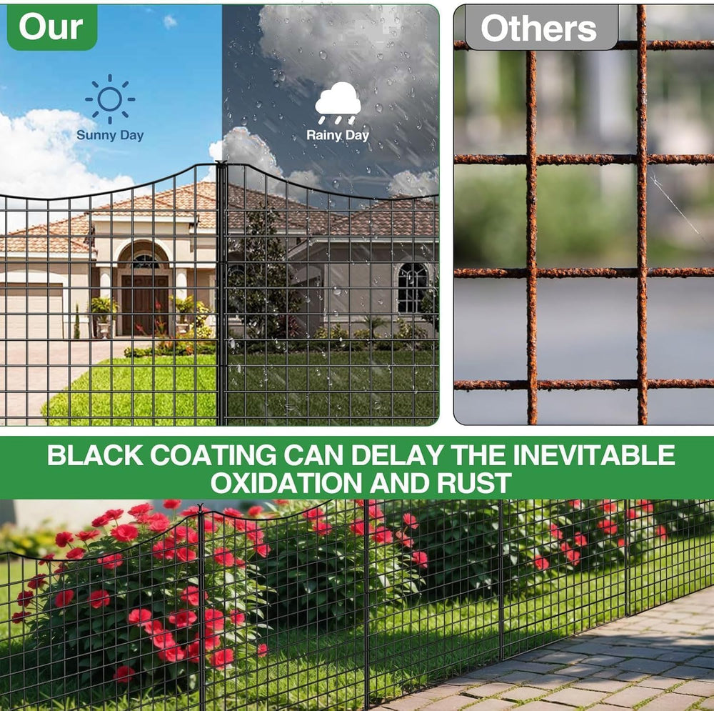 15 Panels Garden Fence Animal Barrier, 33 in(H) X 36 ft(L) Dog Fence Outdoor ...