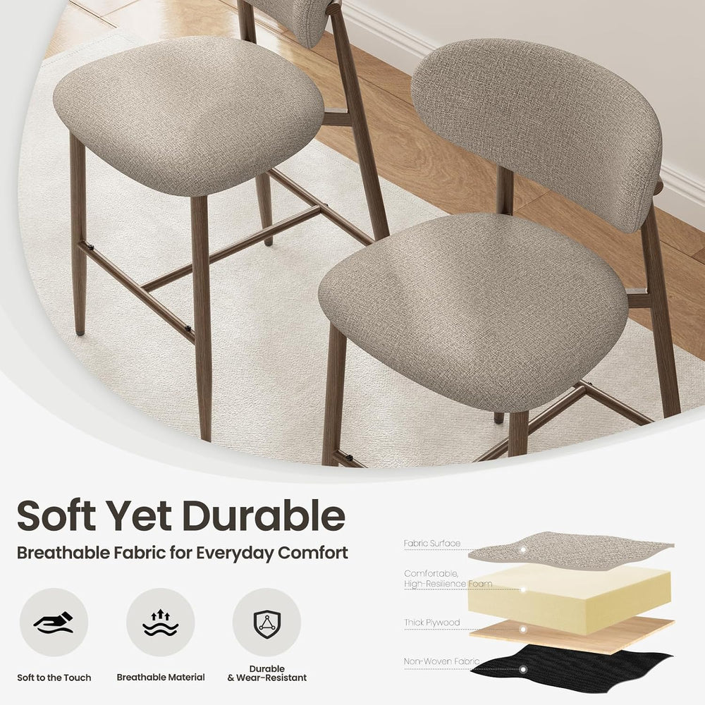 MALOL Counter Height Bar Stools with Backs Set of 4, Camel