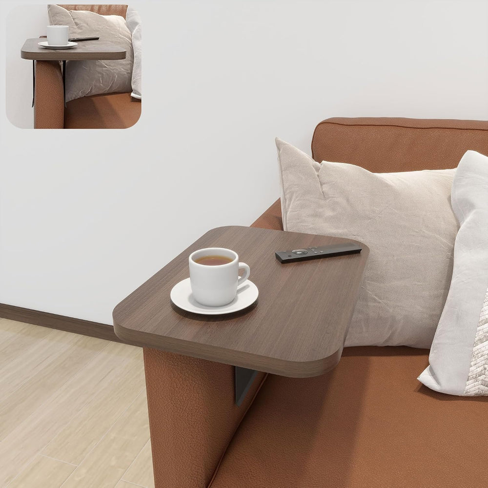 Stable Couch Arm Table Tray，Adjustable Width Clip-On Sofa Armrest Tray