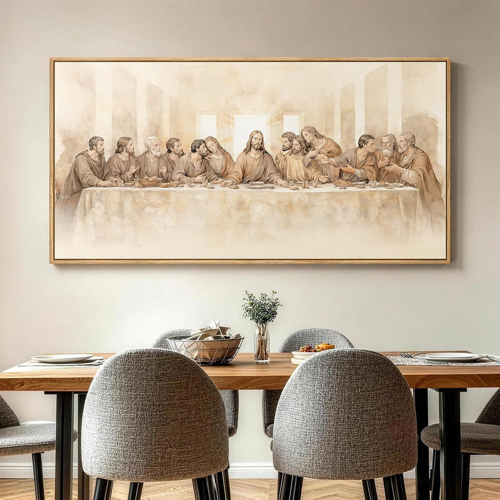 Extra Large Framed The Last Supper Wall Art for Dining Room, 28x57 In