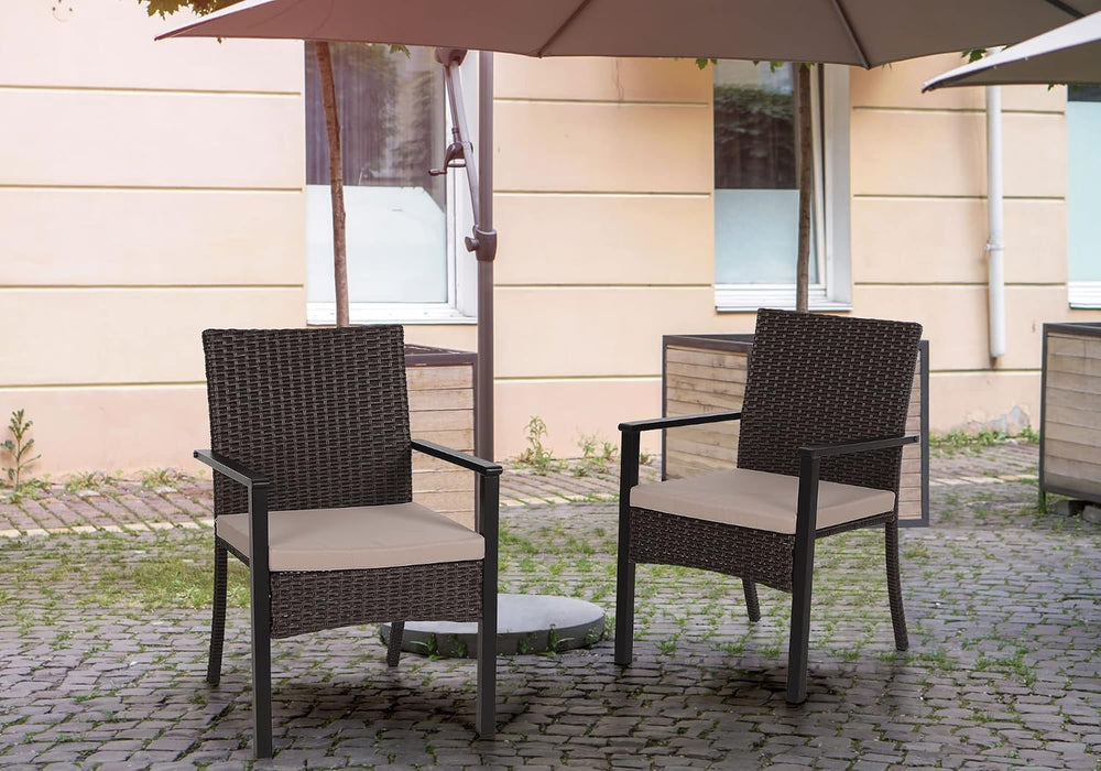 PHI VILLA Wicker Patio Dining Chairs Set of 4 with Removable Cushions