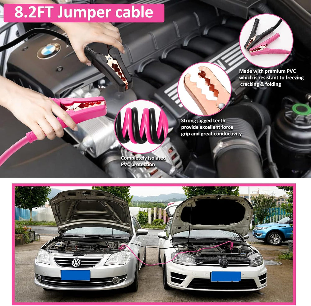 Car Roadside Emergency Kit - Pink Roadside Assistance Emergency Kit with Jump...