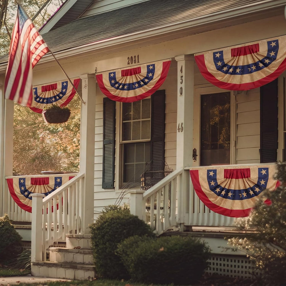 Fanfanwin 6 Pcs Tea Stained Patriotic Bunting Flag 4th July Banner,2x4 Ft