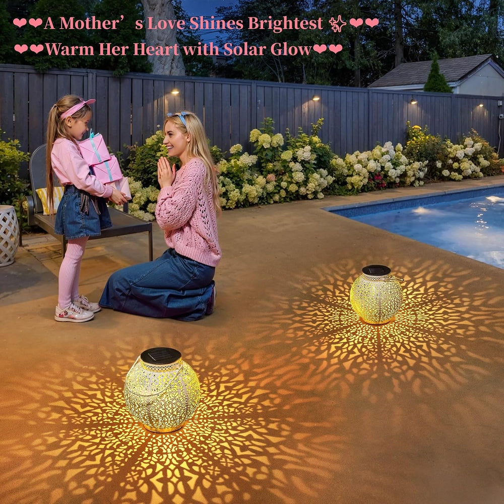 TAKE ME 2 Packs White Solar Lanterns Outdoor Waterproof Garden Laterns Metal ...