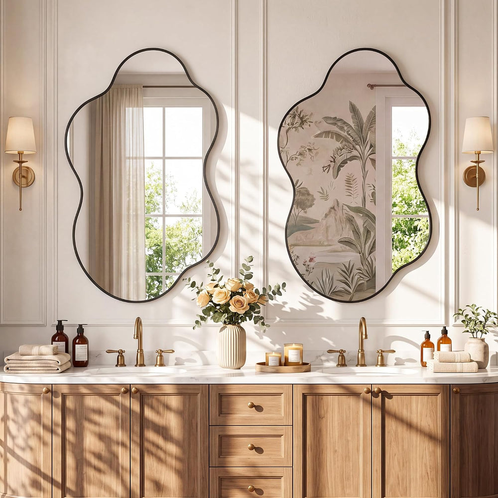 32''x20'' Asymmetrical Mirror with Metal Frame, Small Irregul...