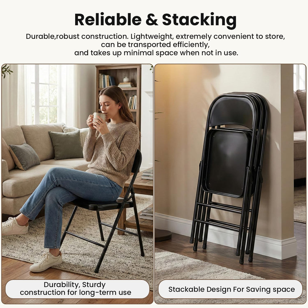 30 Pack Black Metal Folding Chairs, All-Steel Foldable Chairs