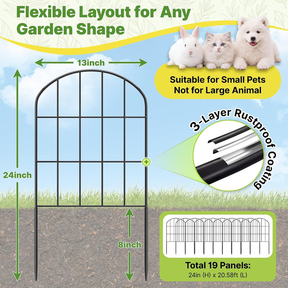 19 Pack Decorative Garden Fence Panels - 24in (H) x 20.58ft (L) Animal Barrie...