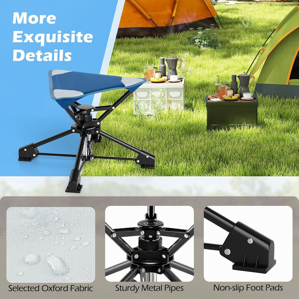 Tangkula 360° Swivel Foldable Camping Stool with Anti-Sink Feet, Blue