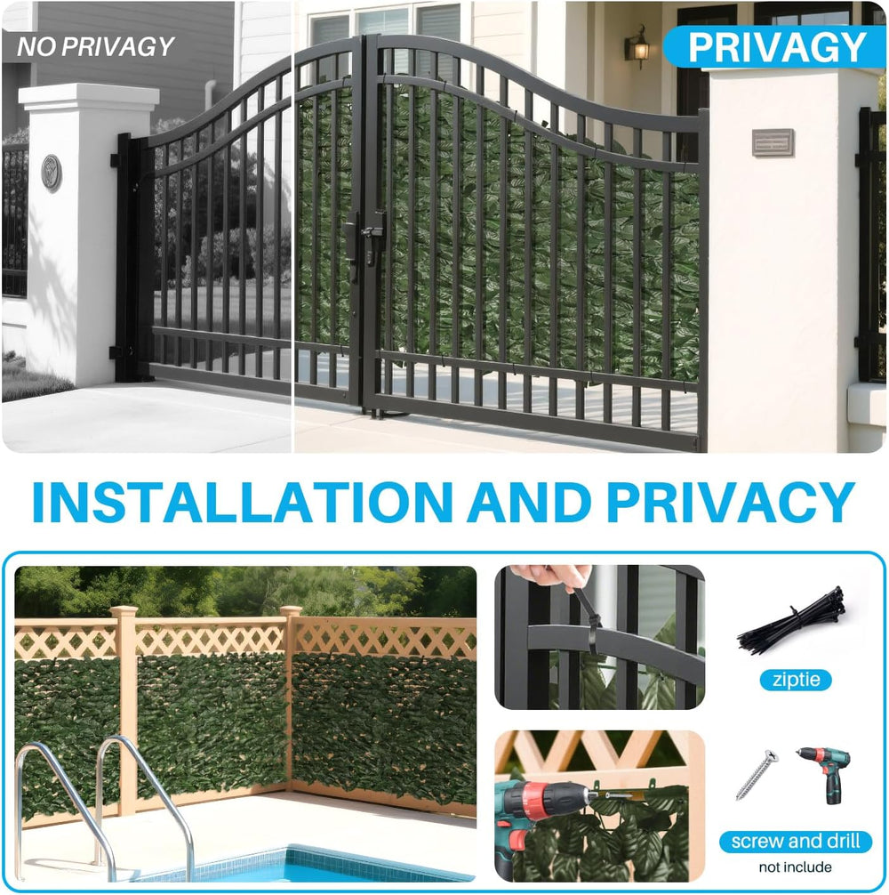 Patio Paradise 4'x8'-1Pc Faux Ivy Fence Privacy Screen Artificial Gre...