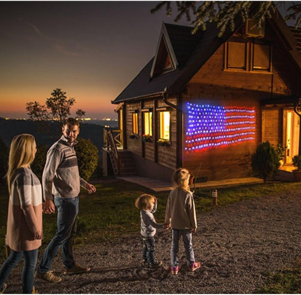 Decute American LED Flag Net Lights - 420 LED 4th of July Decorations Outdoor...