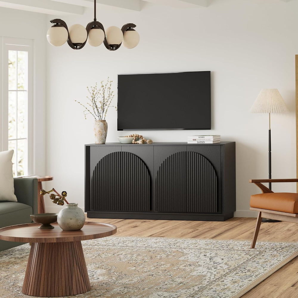 win2win 65" Sideboard Buffet Cabinet with Storage, Modular Credenza, Black
