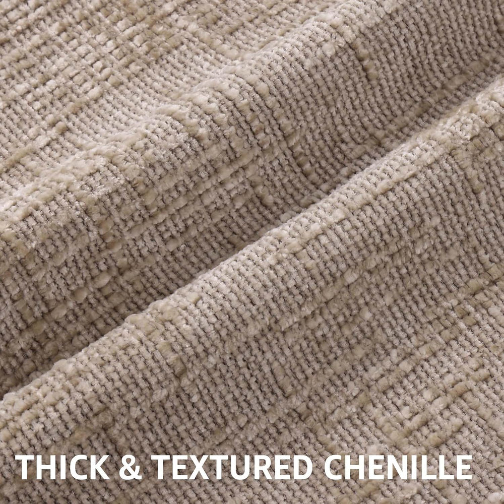 decorUhome Textured Chenille Throw Pillow Covers 24x24 Set of 2 Oatmeal