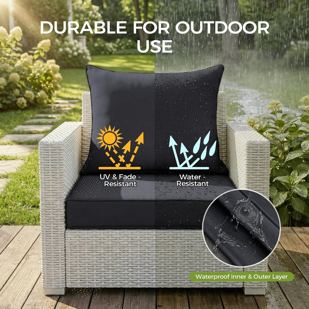 UNIKOME 19"x19"x3" Outdoor Chair Cushions Set - Waterproof Pat...