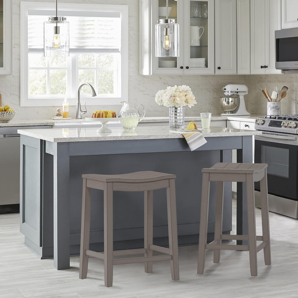 Hillsdale Fiddler Wood Backless Counter Height Stool with Saddle-Style Seat, ...