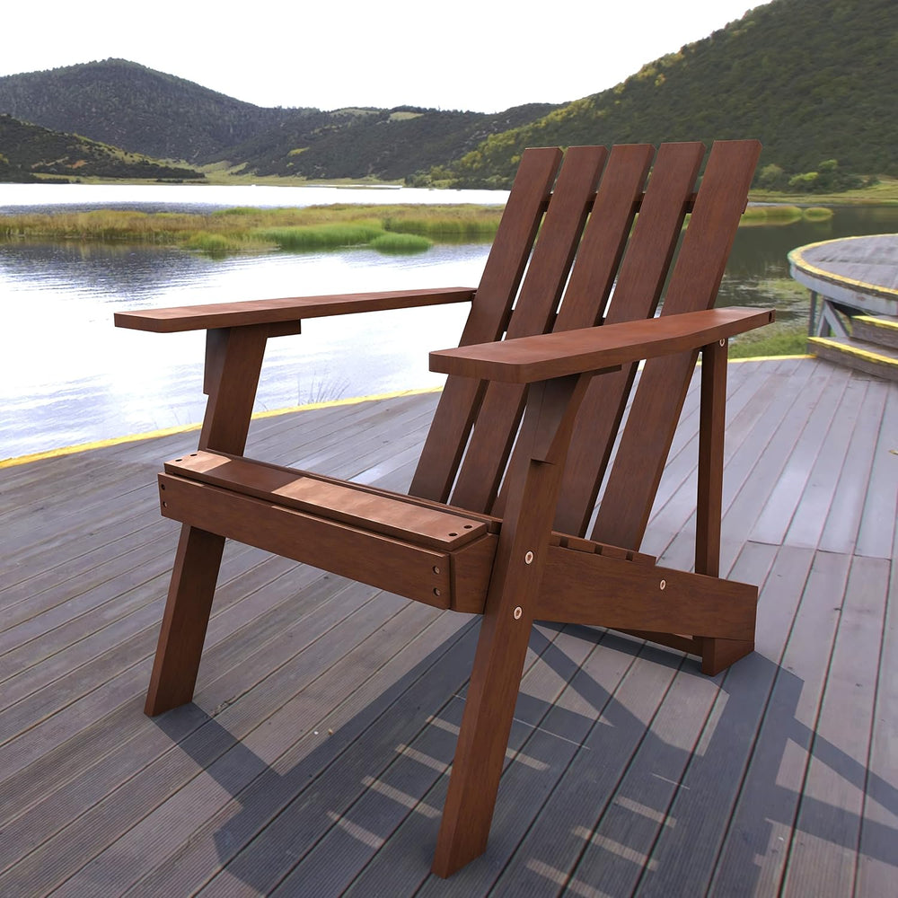 JONATHAN Y Irving 32" Solid Acacia Wood Adirondack Chair, Dark Brown
