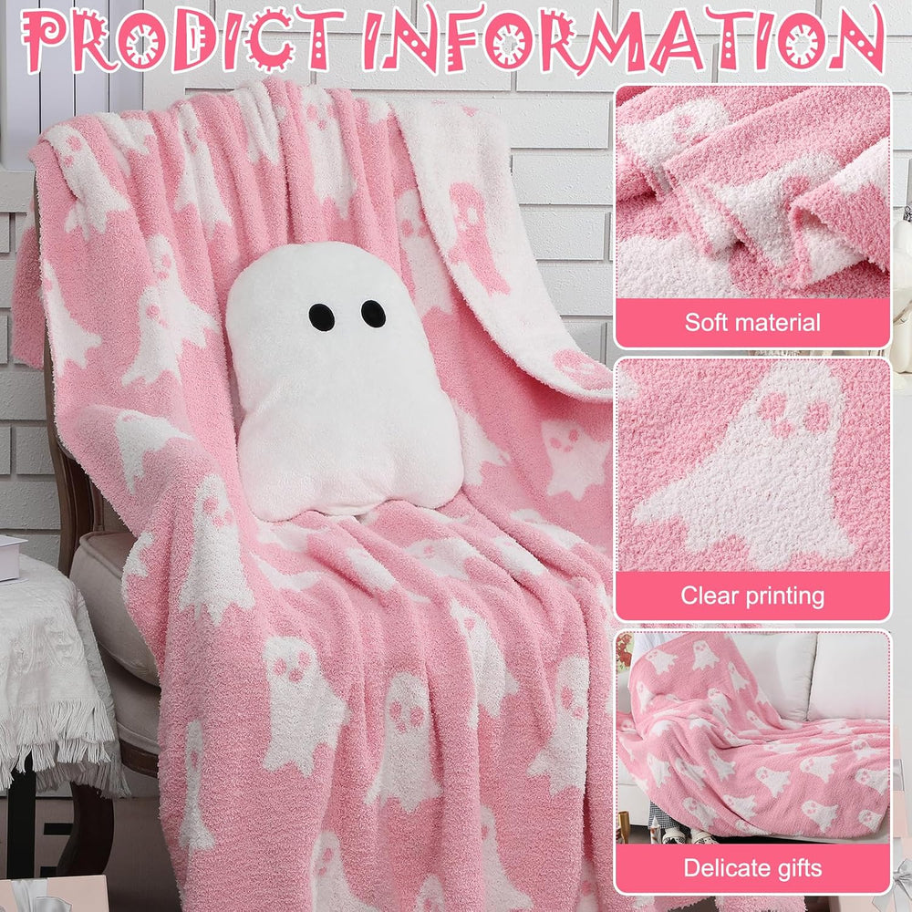 Halloween Ghost Throw Blanket and Pillow Set, 50 x 60 Inch