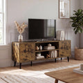JUMMICO Mid-Century Modern TV Stand with Storage, 50 Inch, Rustic Brown