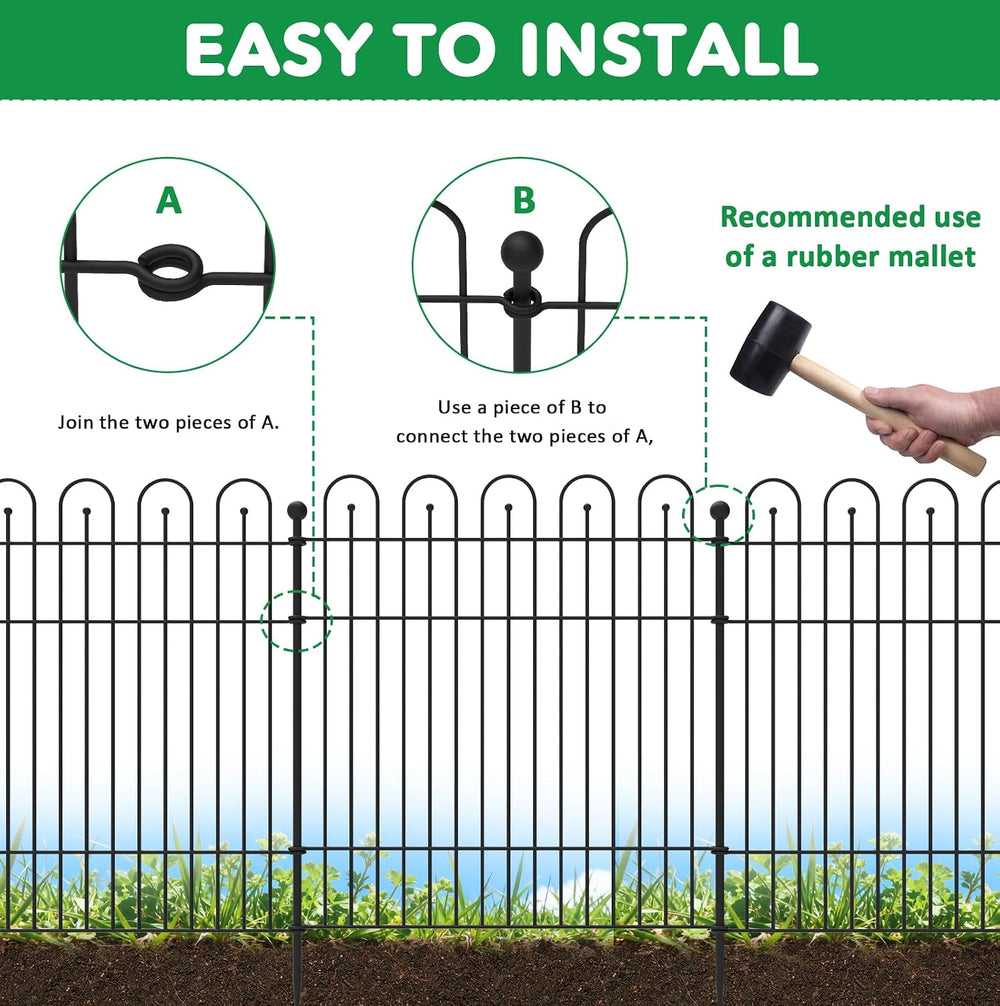 Garden Fence Animal Barrier, 10 Panels No Dig Dog Fence Outdoor