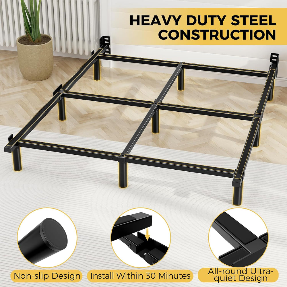 Queen Bed Frame, 7 Inch Heavy Duty Metal Base for Box Spring, 9 Legs