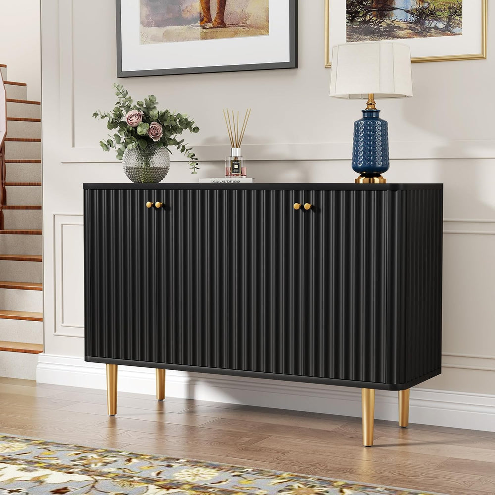 HLR Sideboard Buffet Cabinet, 48" Modern Accent Cabinet with 4 Door and ...