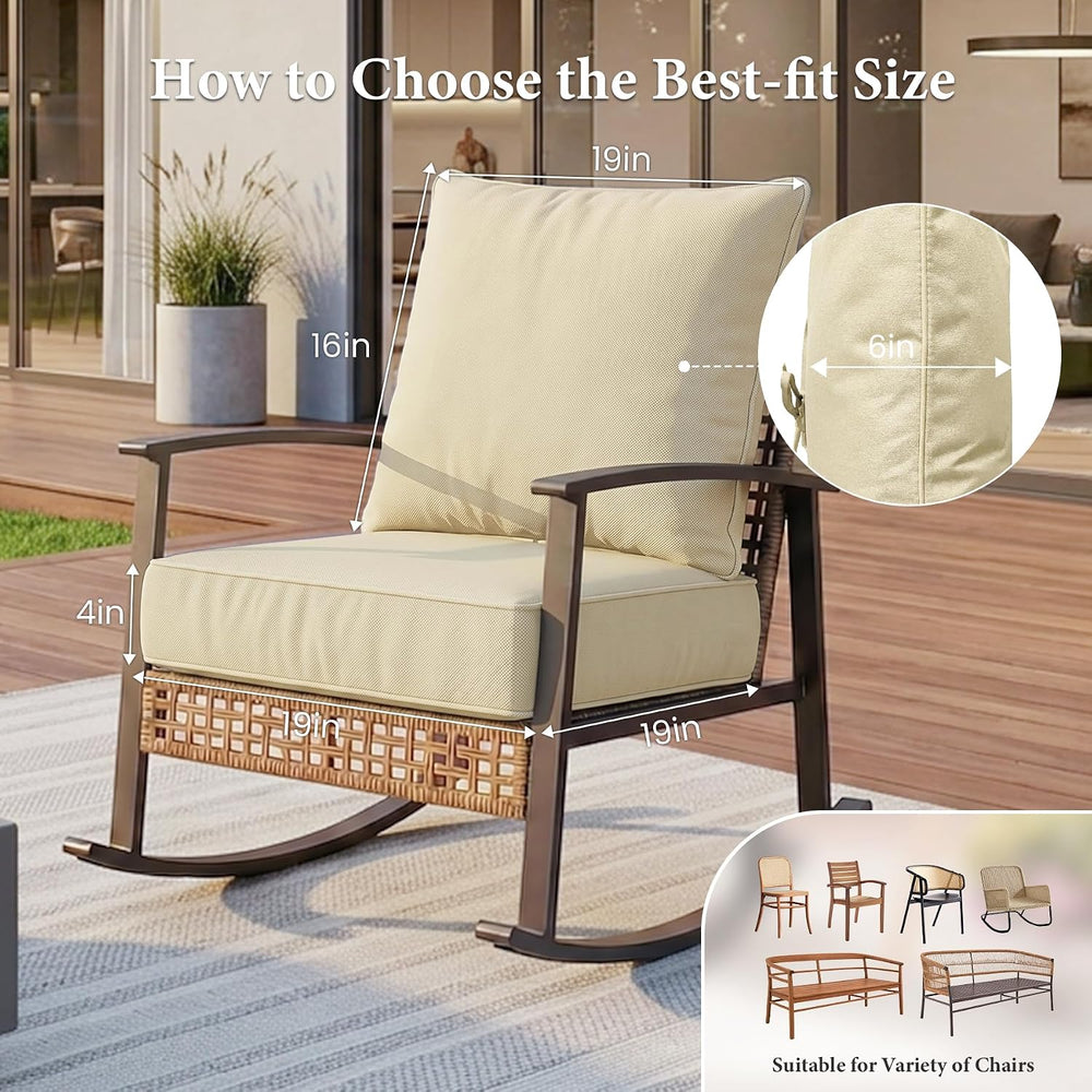 Outdoor Chair Cushions, 19 x 19 Water-Resistant Patio Seat Cushion Beige