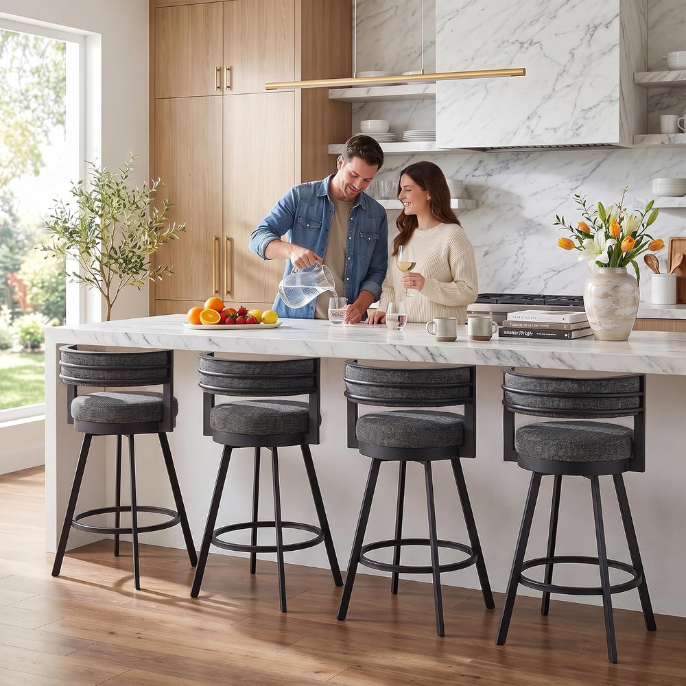 Flouki Swivel Counter Height Bar Stools Set of 4, Upholstered 26.6" Mode...