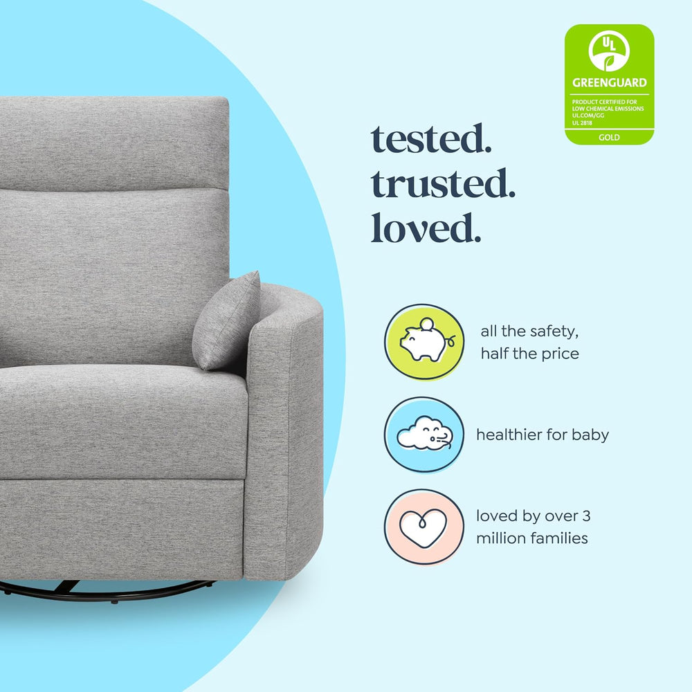 DaVinci Atlas Upholstered Recliner & Swivel Glider, Frost Grey