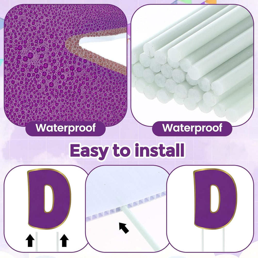 Jetec 22 Pcs Happy Birthday Yard Sign with Stakes, 16", Gradient Purple