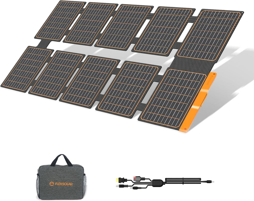 FlexSolar 100W Portable Solar Panel - 24% High Efficiency, IP67 Waterproof, Q...