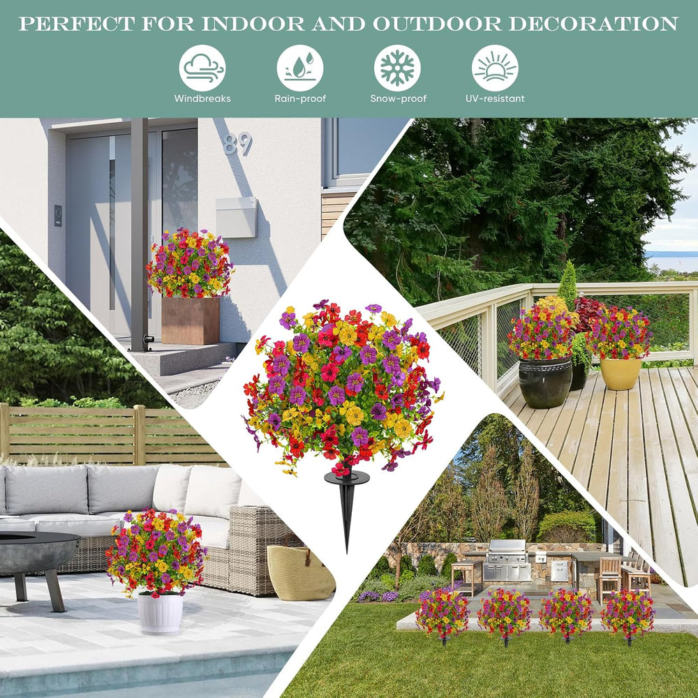 FAJUNZH Artificial Topiary Bushes for Outdoors with Spike, Boxwood Ball Fake ...